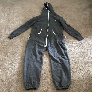 Onepiece Charcoal Jumpsuit with Ivory Trim